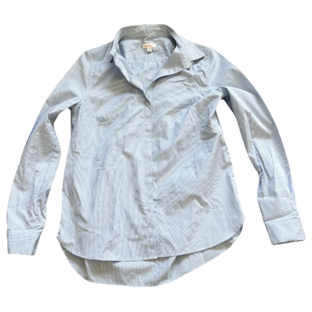CUYANA STRIPED BUTTON DOWN SIZE XS REFINED CLASSIC SOPHISTICATED CHIC